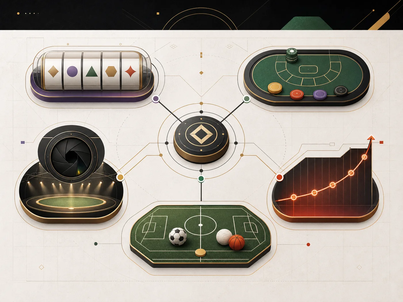 Mapa visual das categorias associadas à 76n: slots, mesas, ao vivo, rodadas rápidas e esportes